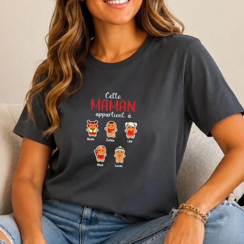 T-shirt Pain d’épice personnalisé Maman – Cadeau de Noël