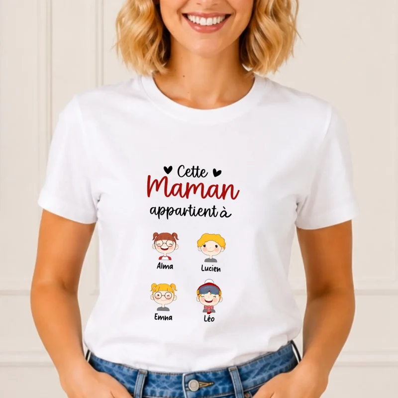T-shirt personnalisé - Cette maman appartient à