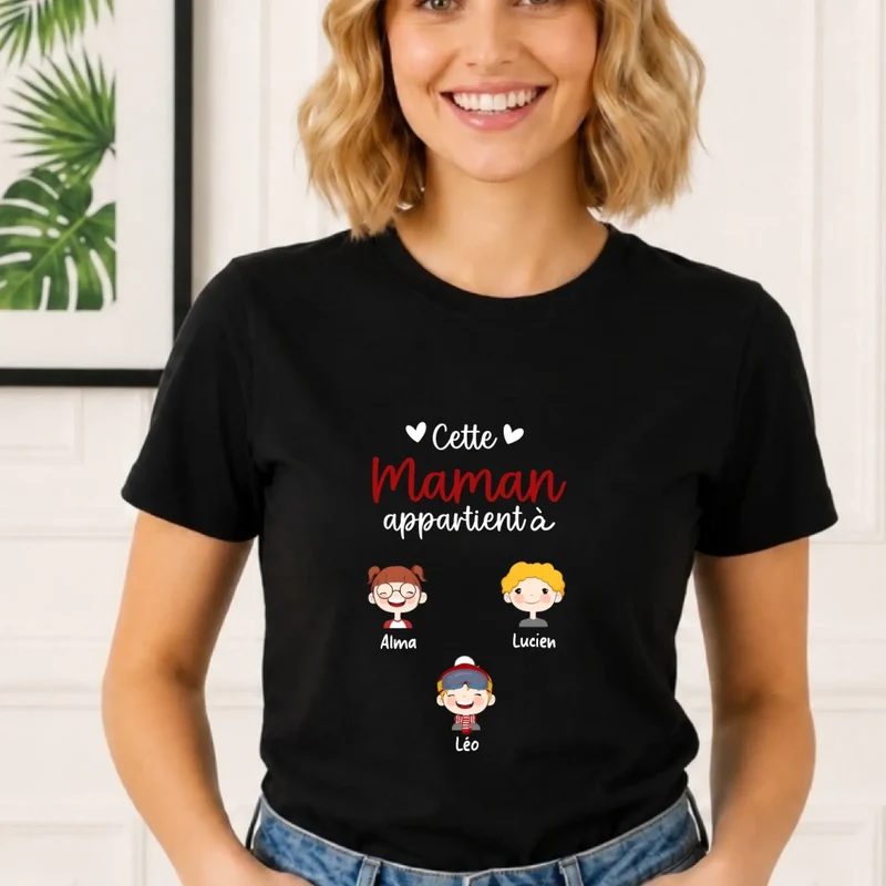 T-shirt personnalisé - Cette maman appartient à