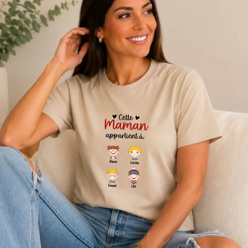 T-shirt personnalisé - Cette maman appartient à
