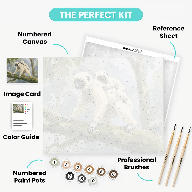 Sifaka Mother and Baby - Paint by Numbers Kit