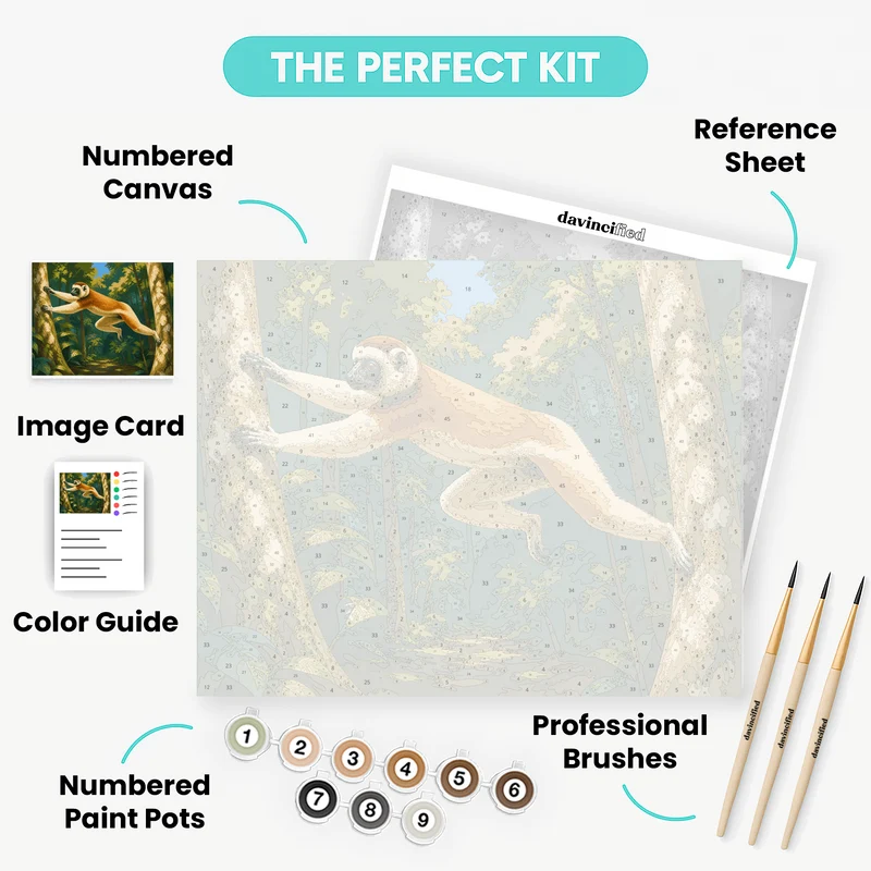 Sifaka Mid-Leap - Paint by Numbers Kit