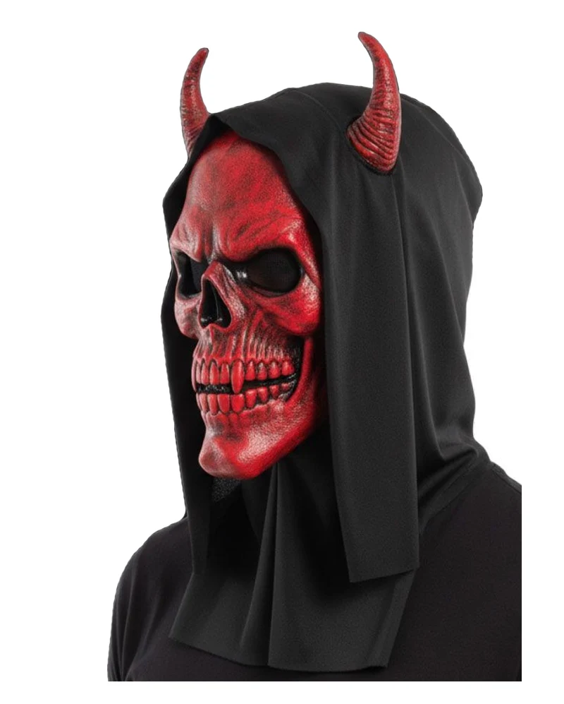 Gehörnte Reaper Kapuzen Maske Rot