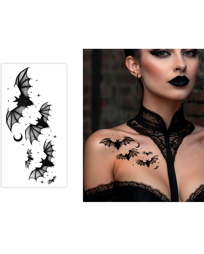 Fledermaus Gothic Klebe-Tattoo 15x8cm