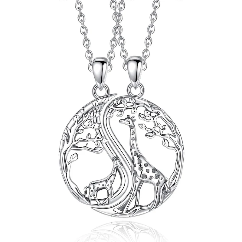 Mutter Tochter kette Giraffe (Silber)