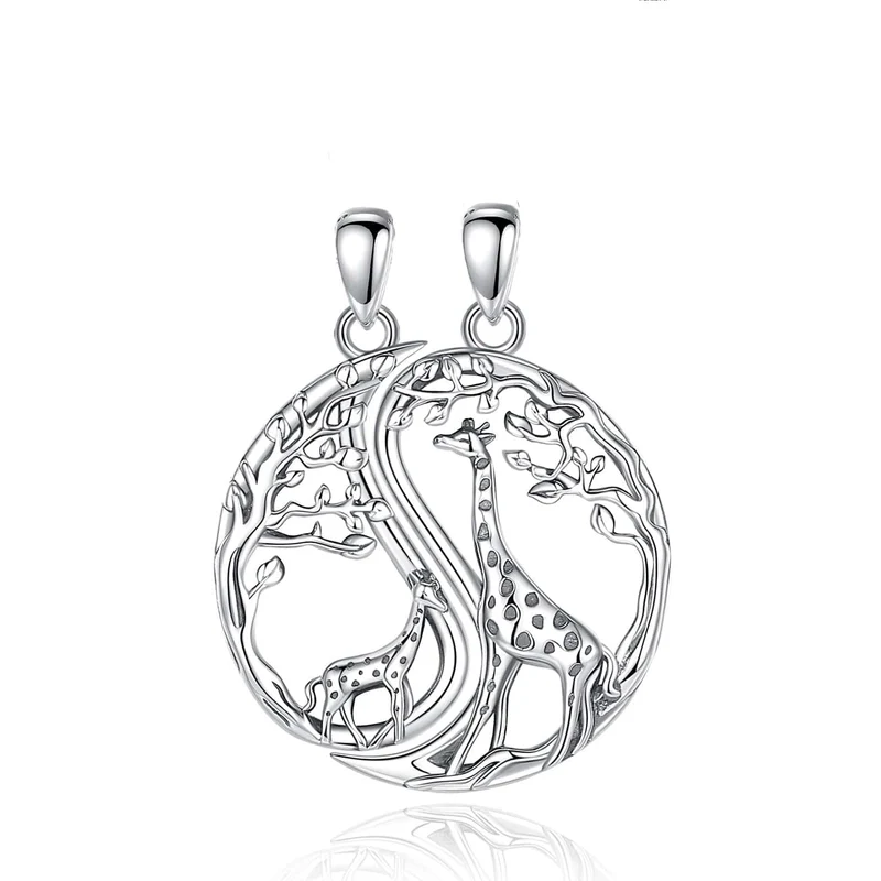 Mutter Tochter kette Giraffe (Silber)