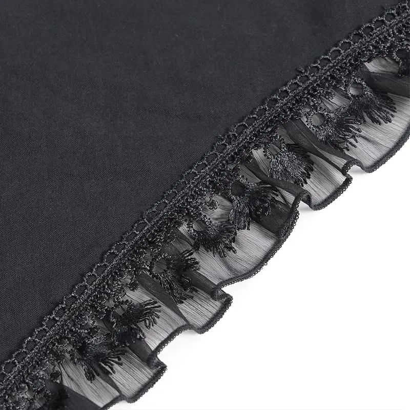 Gothic-Rock für Damen mit Schnürung, Rosenrüschen und asymmetrischem Saum