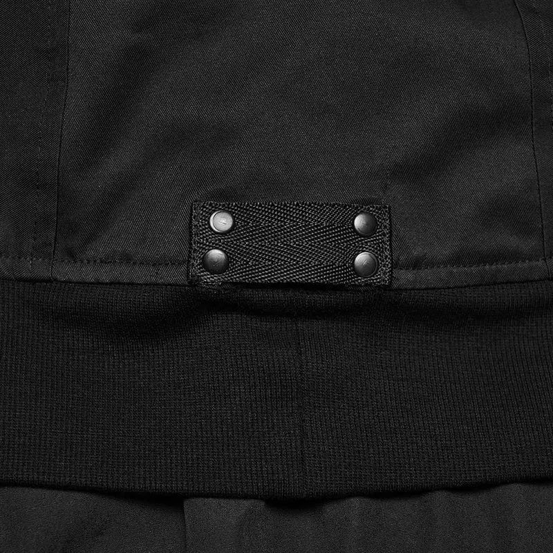 Punk-Herrenjacke mit großen Taschen, Trägern und Kapuze