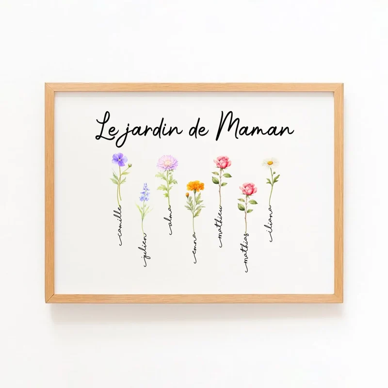 Cadeau fête des mères - Cadre fleurs personnalisé