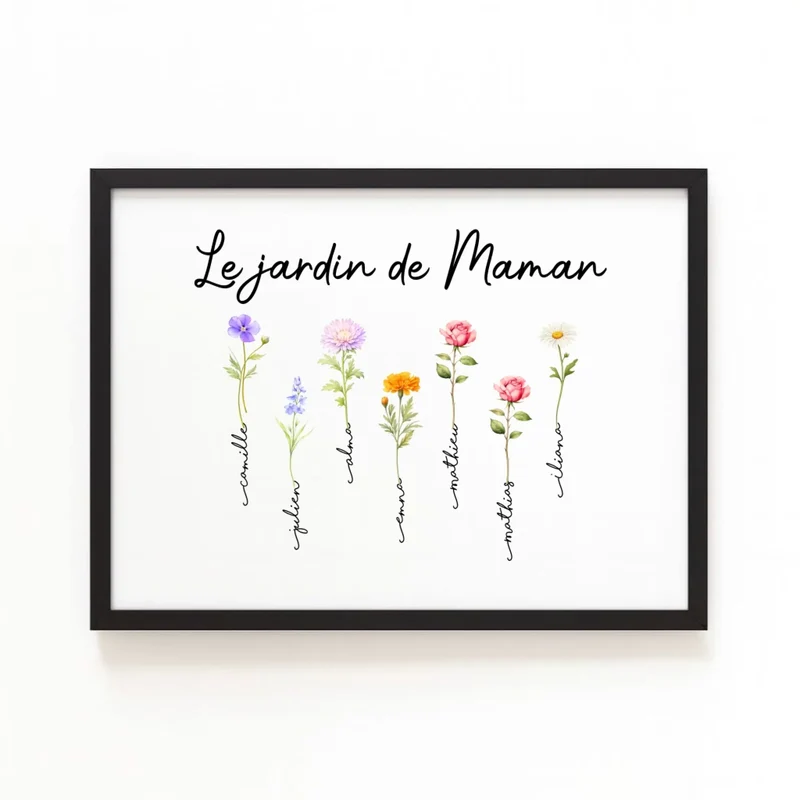 Cadeau fête des mères - Cadre fleurs personnalisé