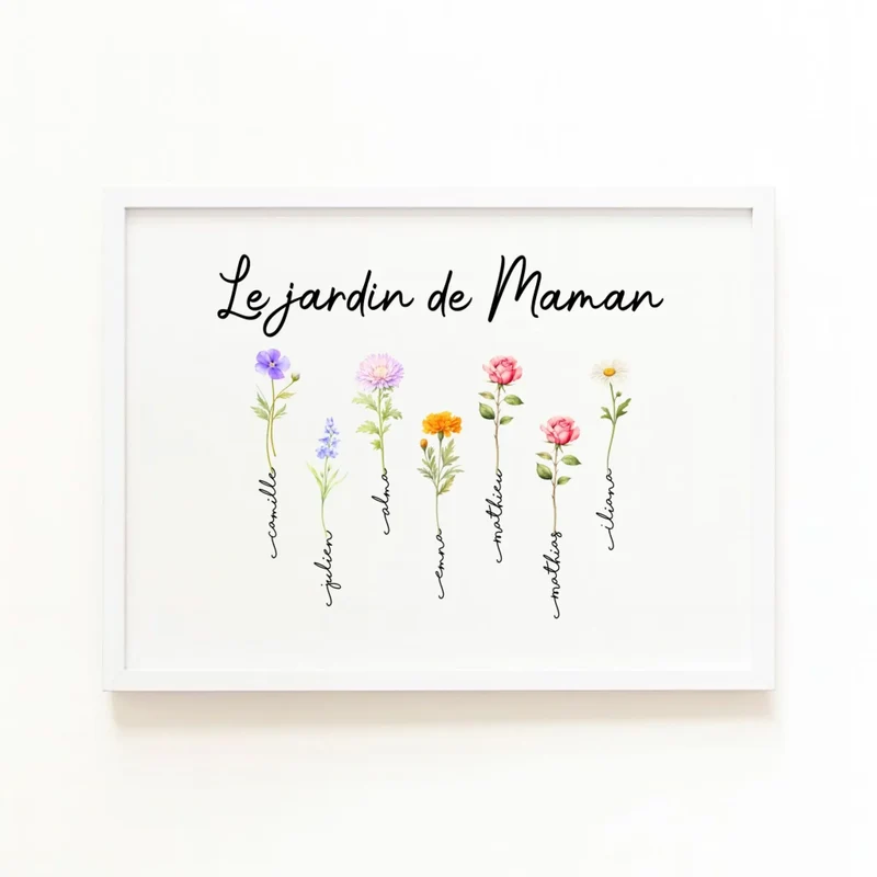 Cadeau fête des mères - Cadre fleurs personnalisé