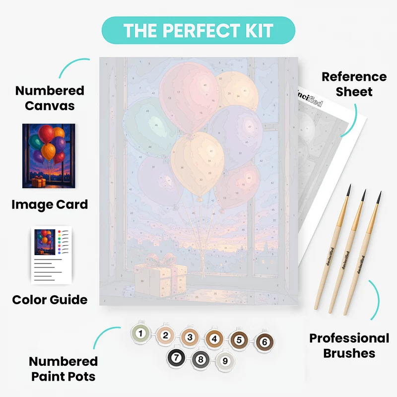 Birthday Balloons at Twilight - Paint by Numbers Kit