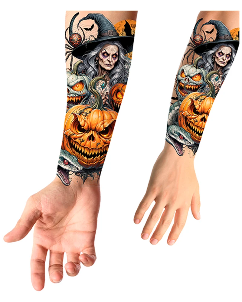 Temporäres Klebetattoo Hexen & Kürbisse