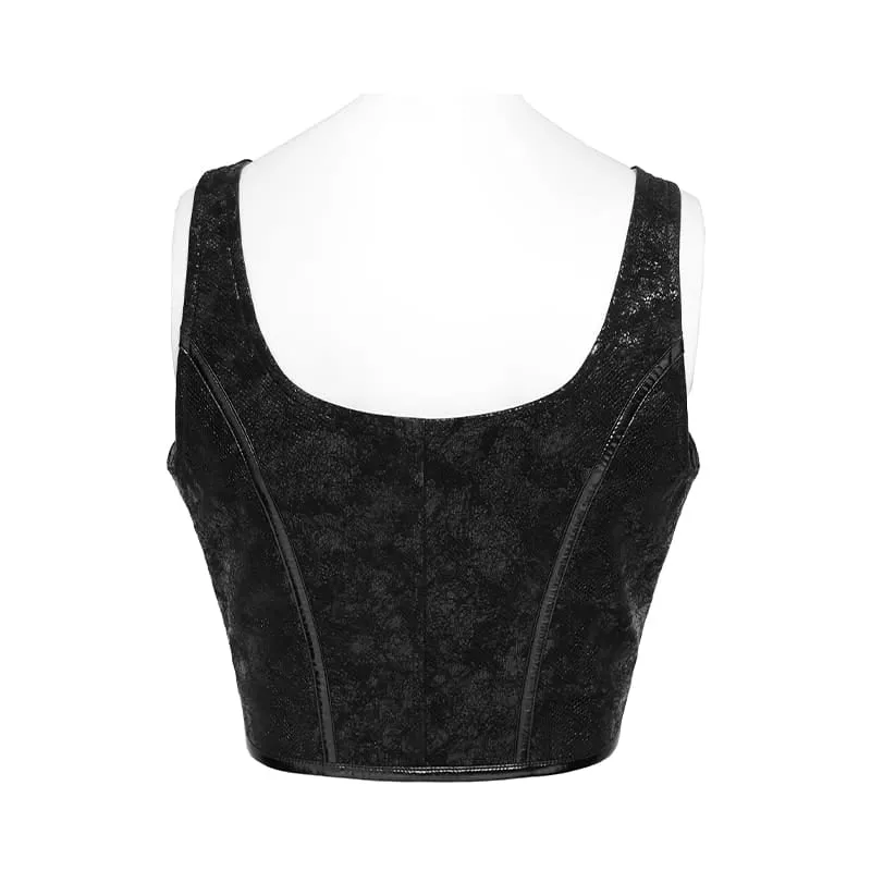 Punk-Bustier für Damen mit Nieten und Reißverschluss vorne