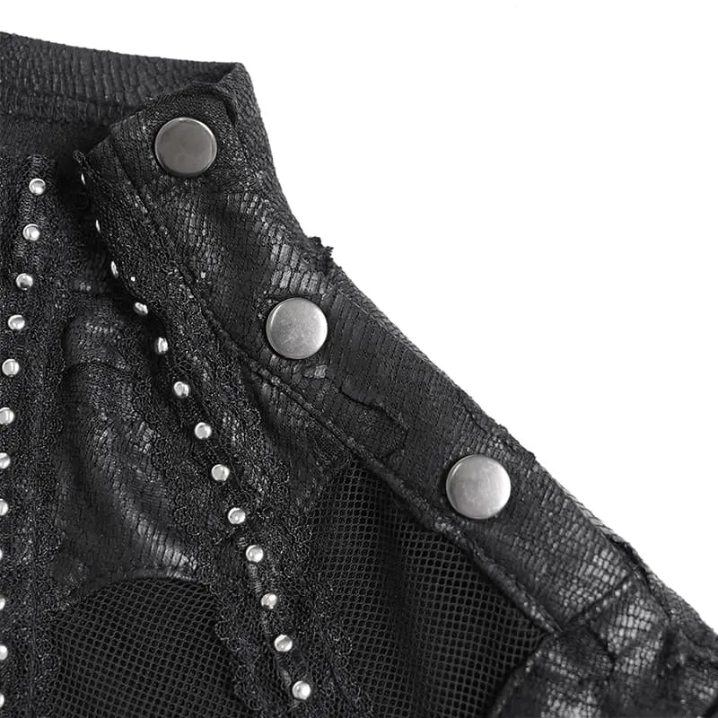 Punk-Langarmshirt für Damen im Used-Look mit Stehkragen