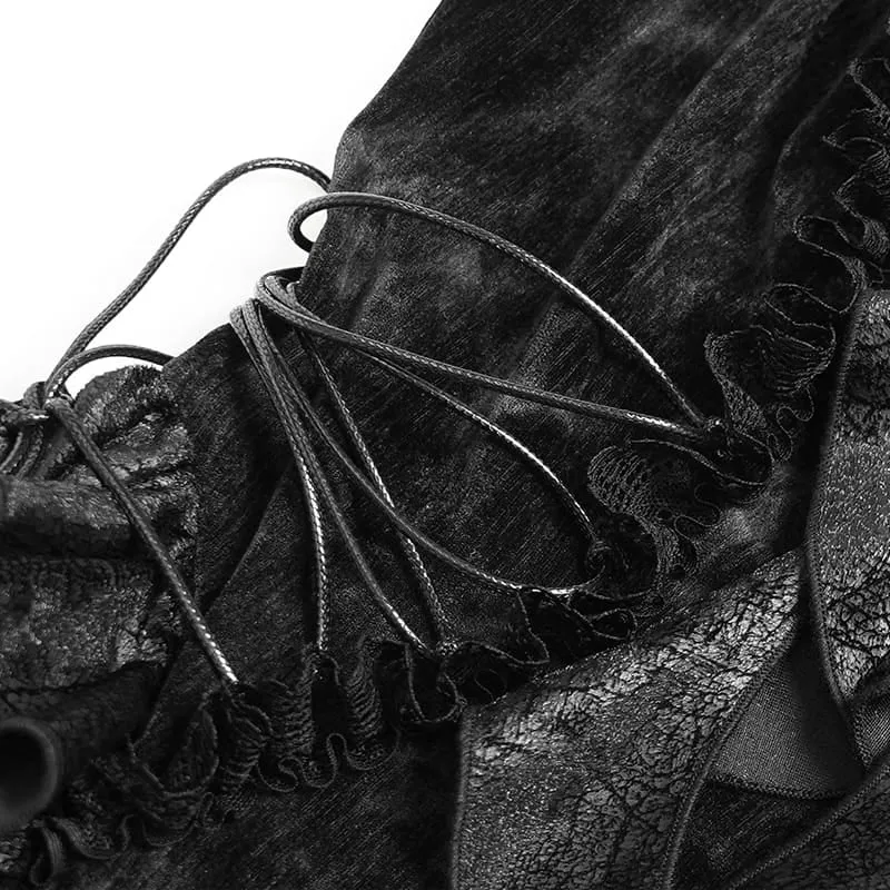 Gothic-Rüschenkleid für Damen mit tiefem V-Ausschnitt und Neckholder