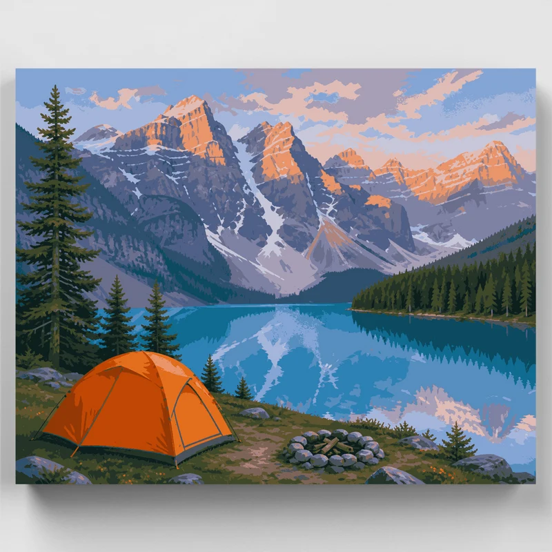 Dawn at Lake Moraine - Paint by Numbers Kit