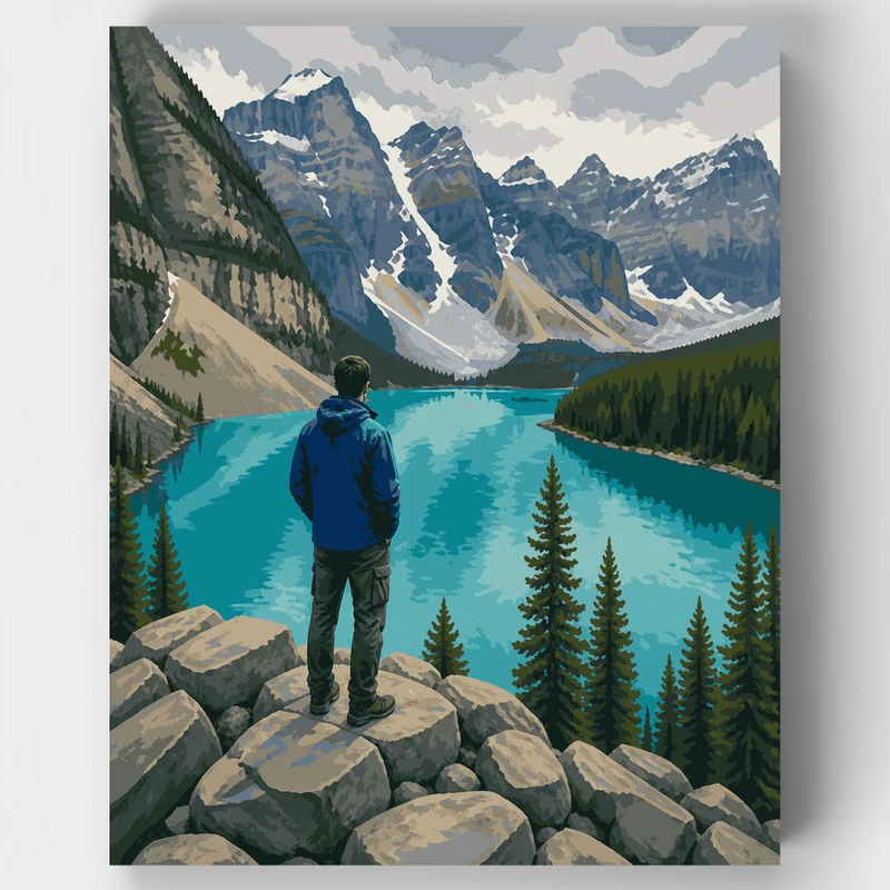 Rockpile Lookout, Moraine Lake - Paint by Numbers Kit