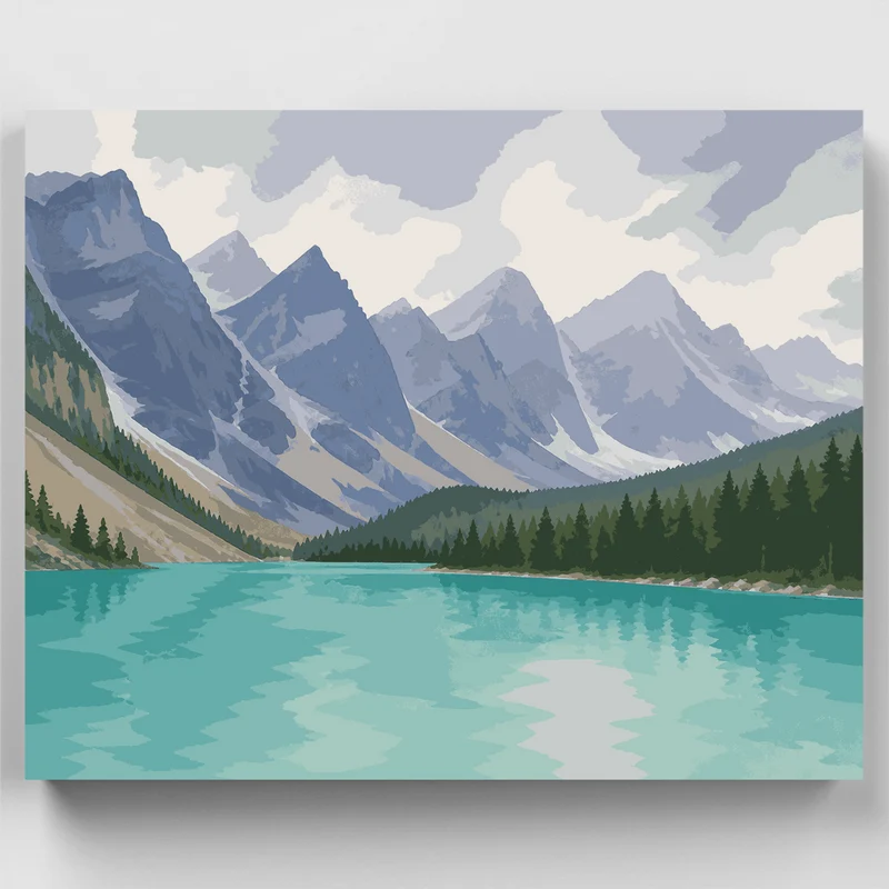 Turquoise Waters, Grey Peaks - Paint by Numbers Kit