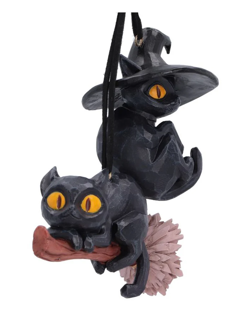"Curse & Claw“ Halloween-Katzen-Hängeornamente (2er-Set) 7 cm