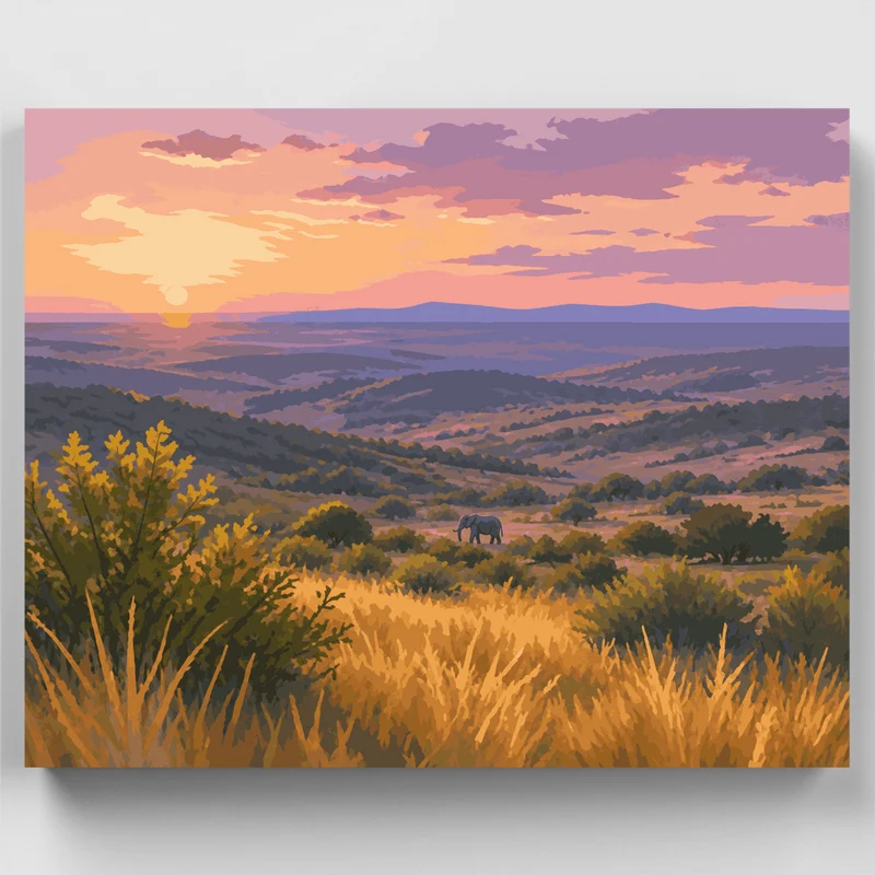 Elephant at Dawn Over Addo - Paint by Numbers Kit