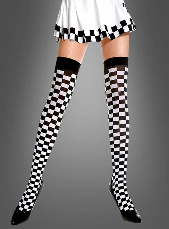 Schachbrett Overknees halterlos