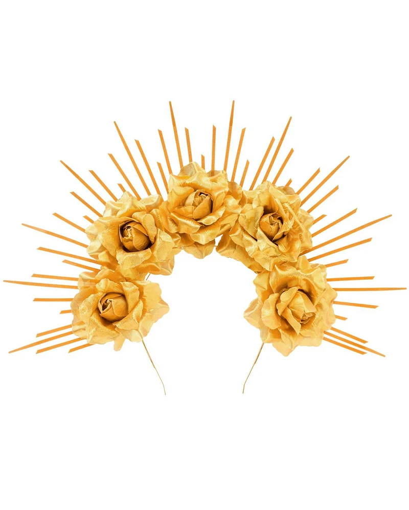 Heiligenschein Diadem mit goldenen Rosen