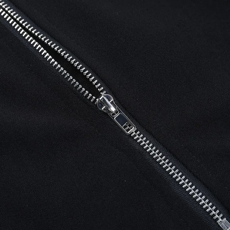 Metallic chain zip-up bone pattern buckle cami top
