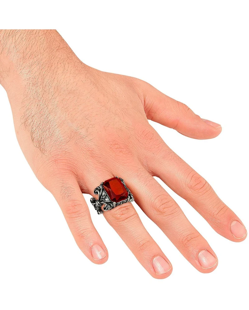 Gotischer Vampir Ring mit rotem Edelstein
