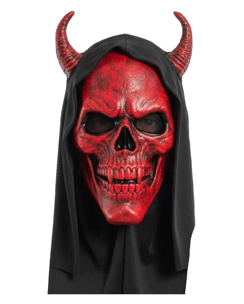 Horned Reaper Maske mit Kapuze Rot
