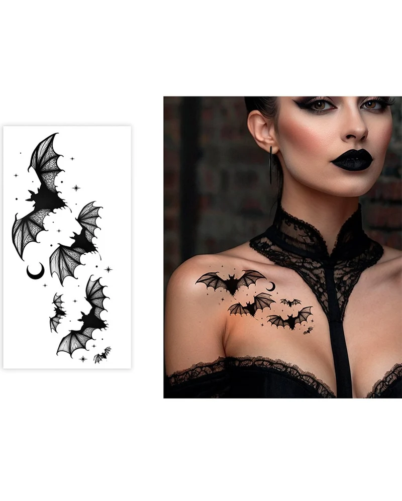 Fledermaus Gothic Tattoo zum Aufkleben 15x8cm