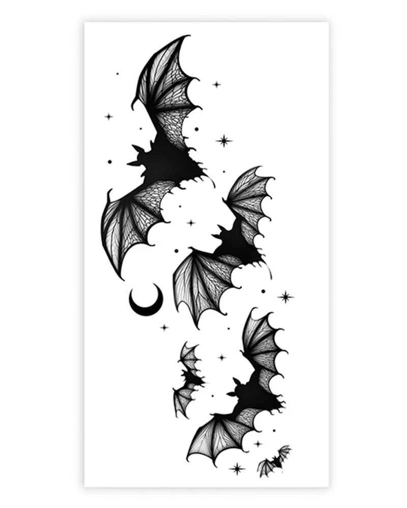 Fledermaus Gothic Tattoo zum Aufkleben 15x8cm