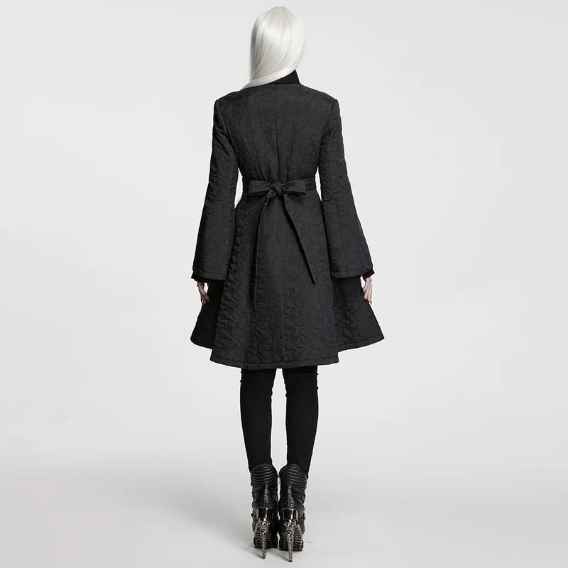 Gothic-Damenjacke mit Stickerei, Stehkragen und asymmetrischem Schnitt