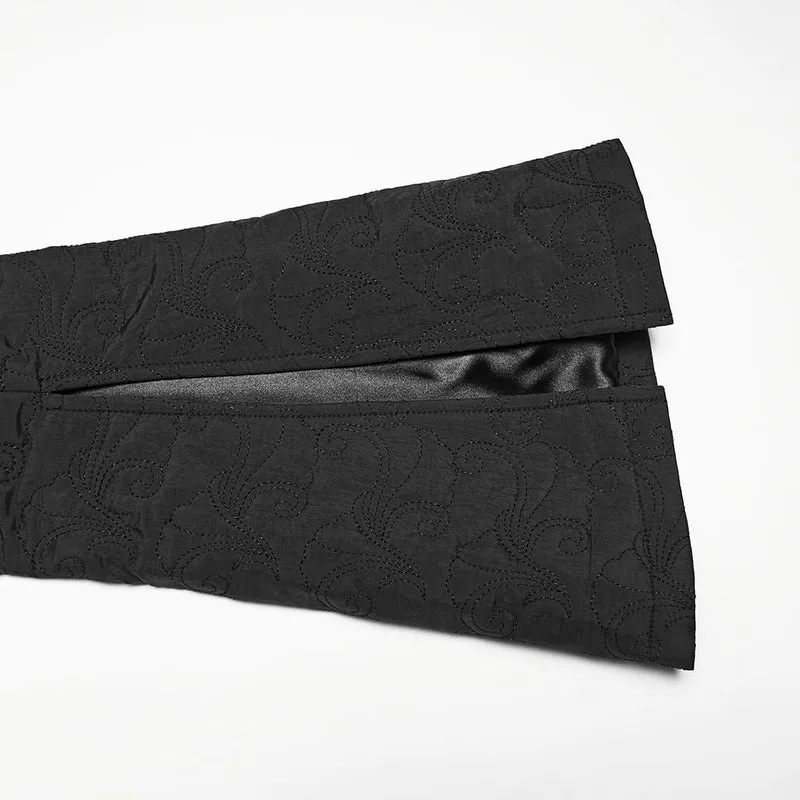 Gothic-Damenjacke mit Stickerei, Stehkragen und asymmetrischem Schnitt