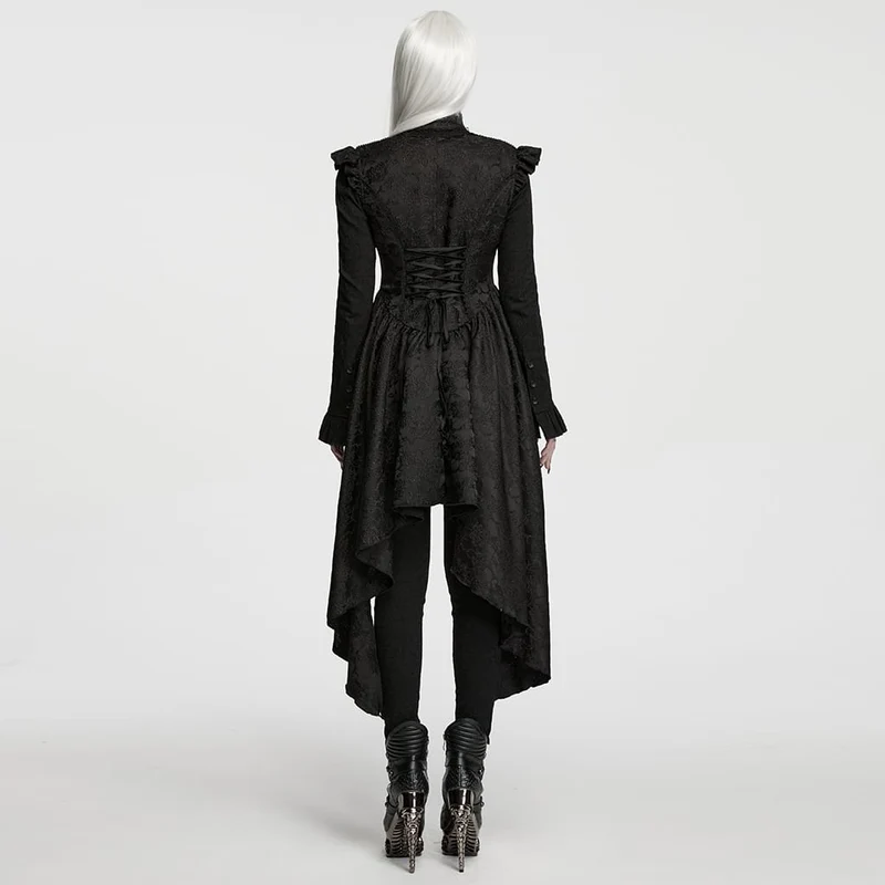 Gothic-Weste für Damen mit Schnürung, Cut-outs und unregelmäßigem Saum aus Jacquard