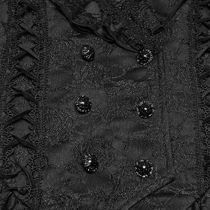Gothic-Weste für Damen mit Schnürung, Cut-outs und unregelmäßigem Saum aus Jacquard
