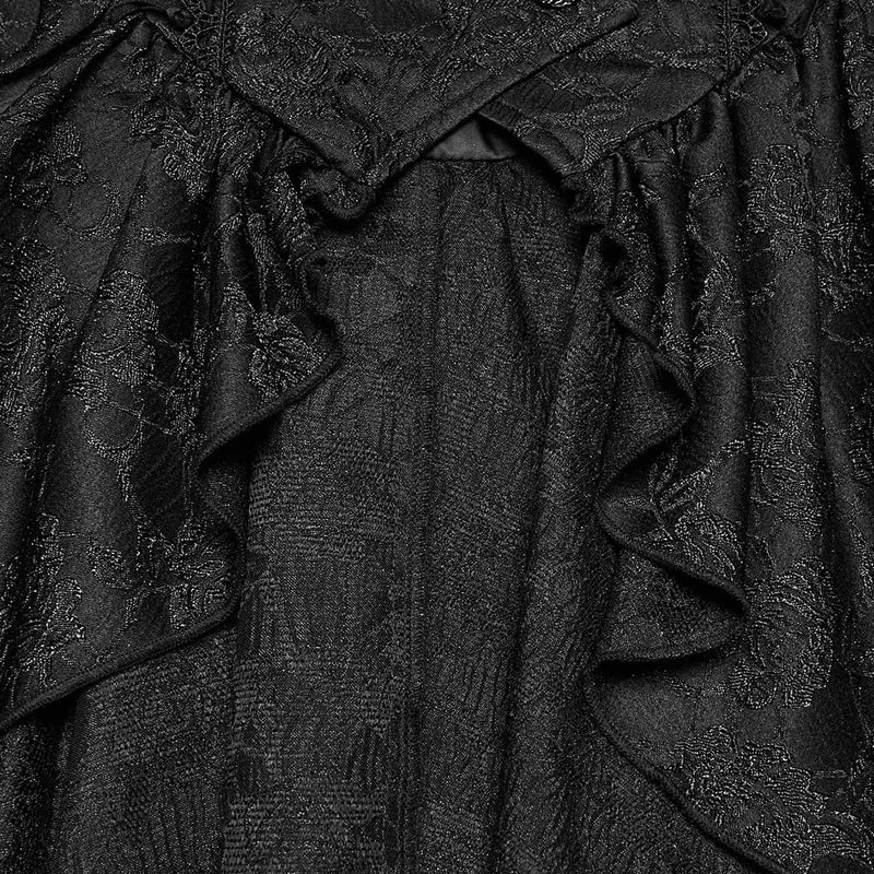 Gothic-Weste für Damen mit Schnürung, Cut-outs und unregelmäßigem Saum aus Jacquard
