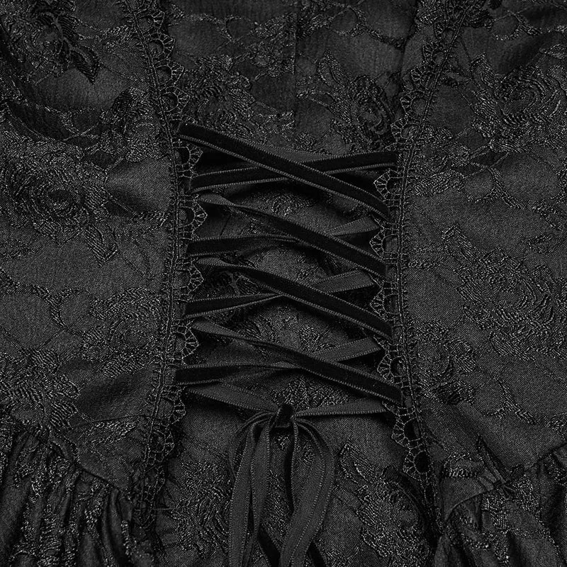 Gothic-Weste für Damen mit Schnürung, Cut-outs und unregelmäßigem Saum aus Jacquard