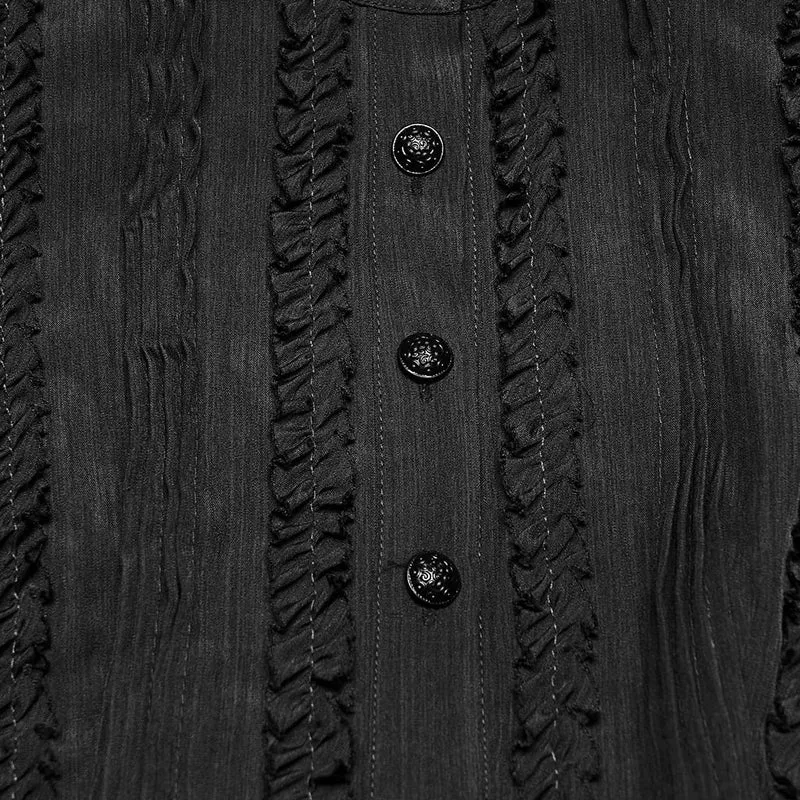 Gothic-Damenbluse mit Rüschen, Schnürung und abnehmbarem Kragen