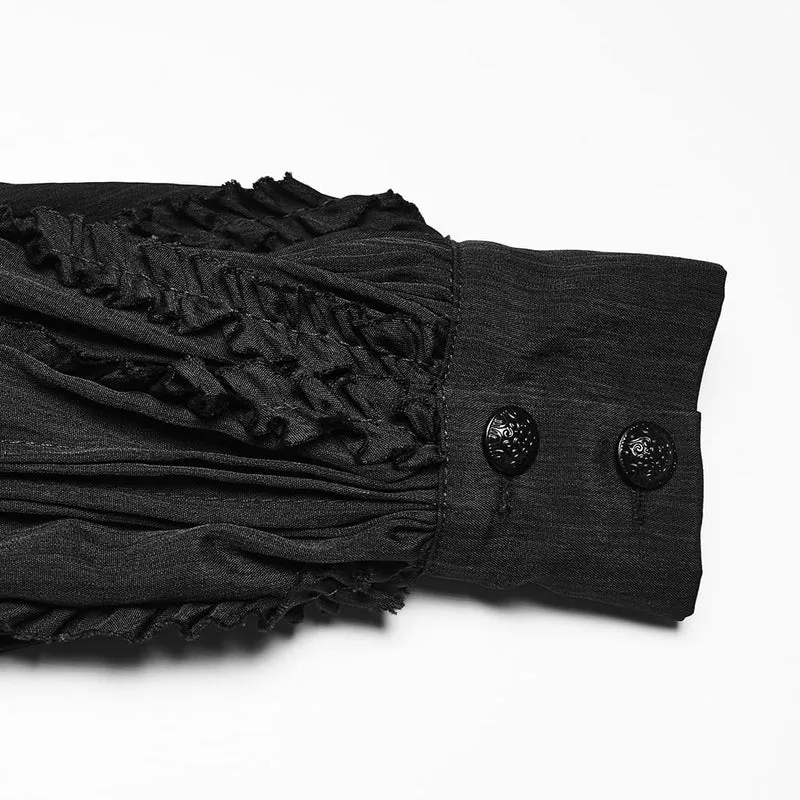 Gothic-Damenbluse mit Rüschen, Schnürung und abnehmbarem Kragen