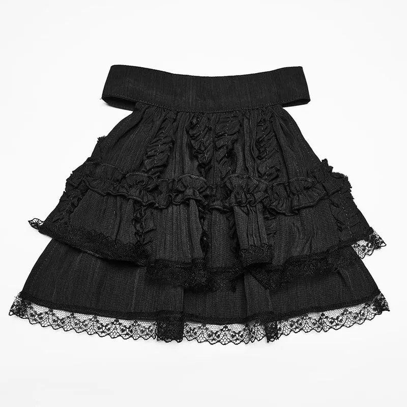 Gothic-Damenbluse mit Rüschen, Schnürung und abnehmbarem Kragen