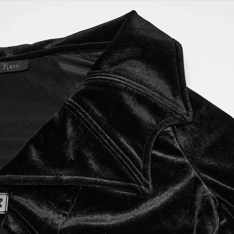 Gothic-Kurzjacke aus Samt für Damen mit Fledermauskragen und ausgestellten Ärmeln