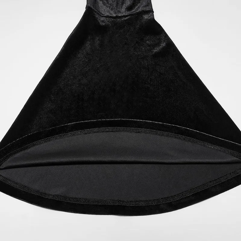 Gothic-Kurzjacke aus Samt für Damen mit Fledermauskragen und ausgestellten Ärmeln