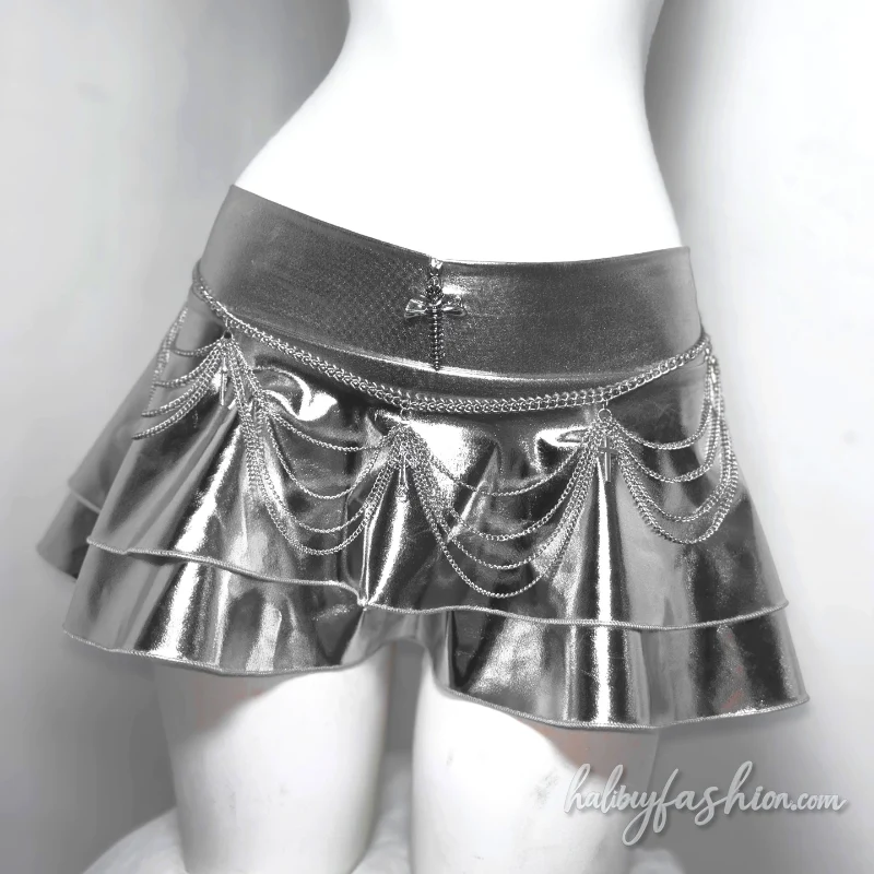 Metal chain halter hollow out cross applique top