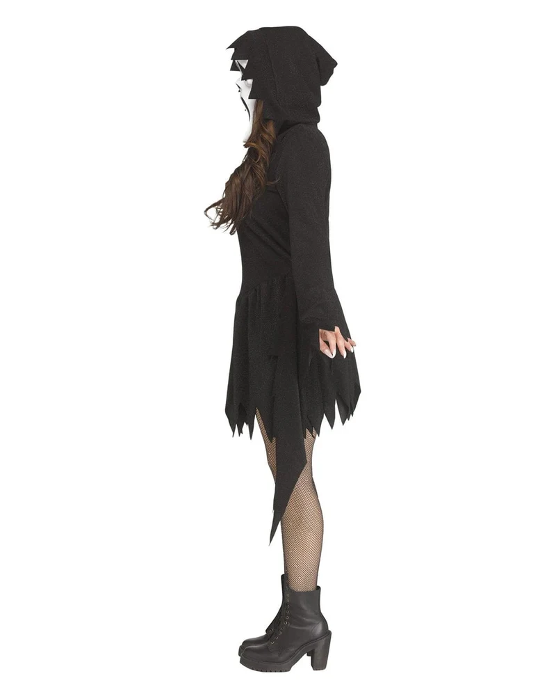 Ghost Face Black Glitter Damen Kostüm mit Maske