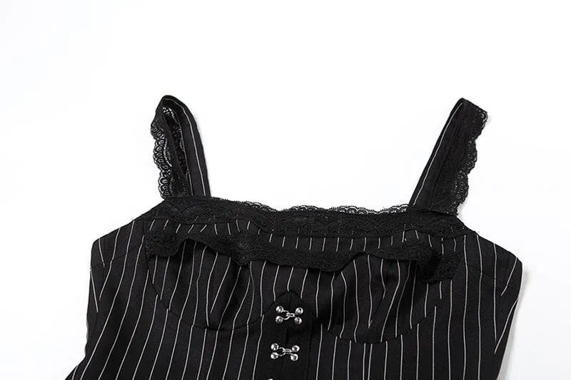 Lace hem striped button ruched cami romper-final-sale