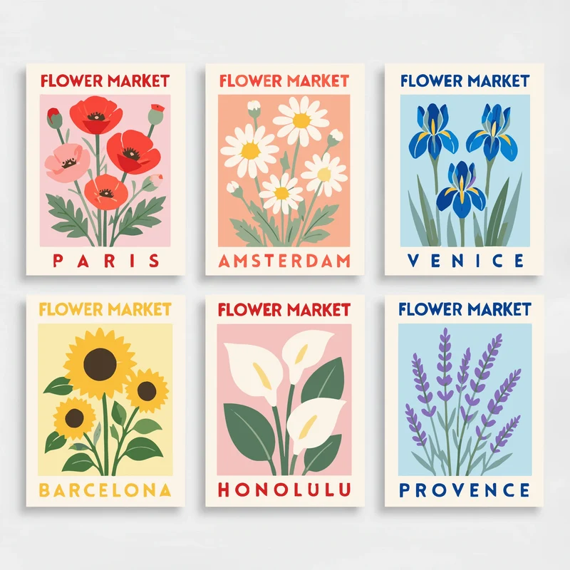 Flower Market Cities - Mini Paint by Numbers Set