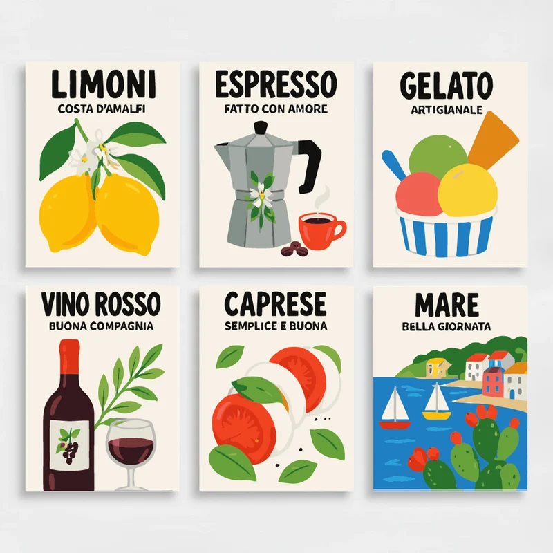 Italian Kitchen Sayings - Mini Paint by Numbers Set