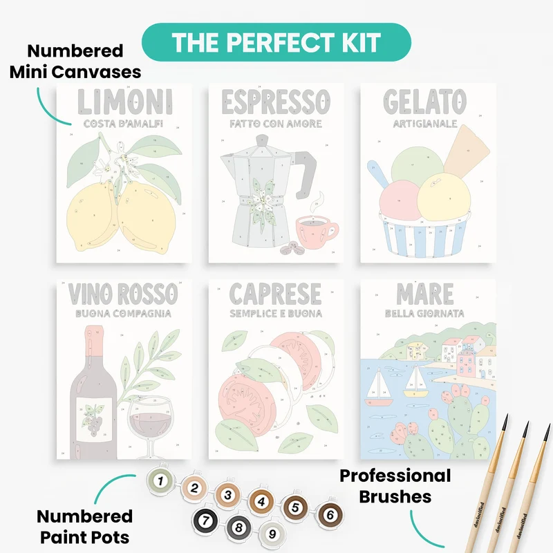 Italian Kitchen Sayings - Mini Paint by Numbers Set