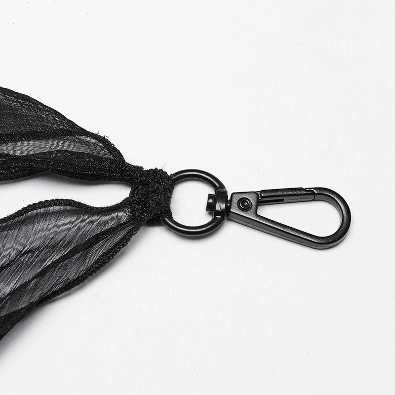 Gothic-Umhang mit Perlenbesatz für Damen, abnehmbar, Schwarz